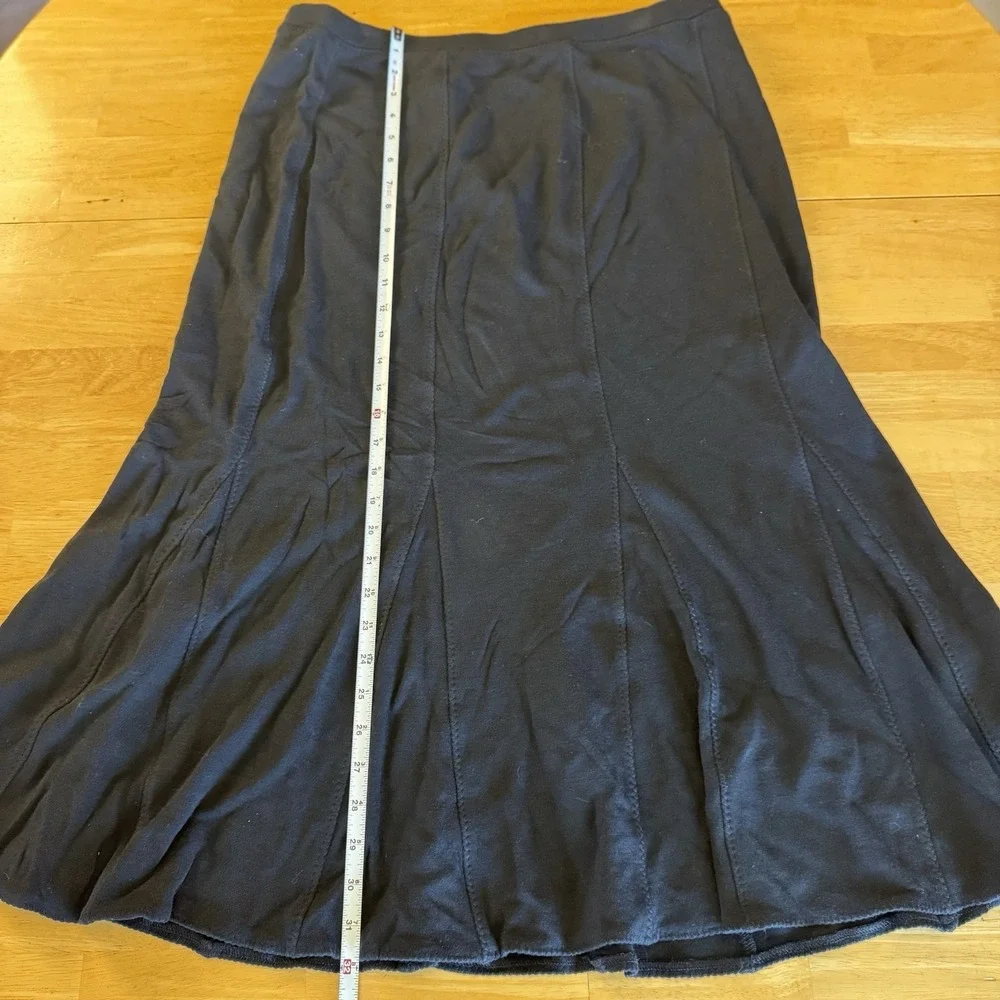 EILEEN FISHER Black Godot Skirt Womens Wool Viscose Blend Elastic Waist Large - Picture 3 of 6